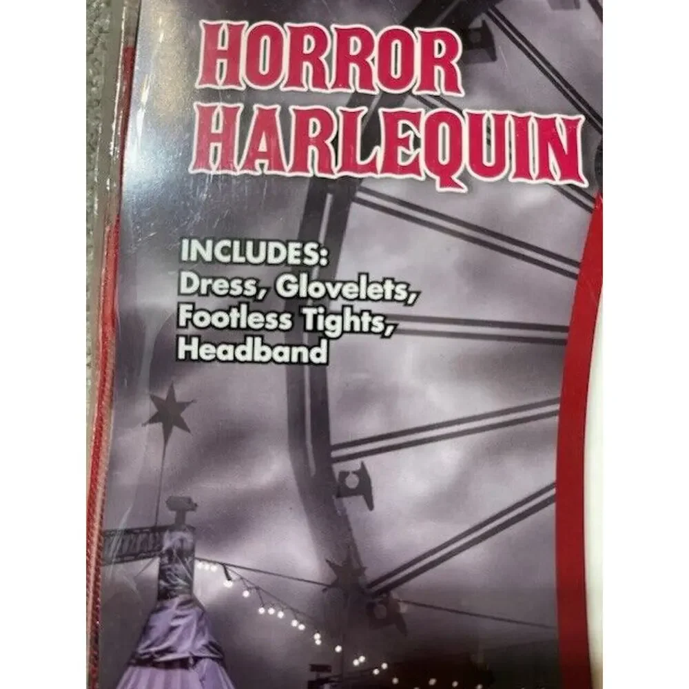 Horror Harlequin Spirit Halloween Costume Girls M 8-10 Goth Punk Edgy Dark